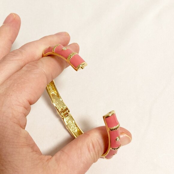 Vera Bradley Hinged Enameled Bangle - Pink & Gold - Picture 5 of 6